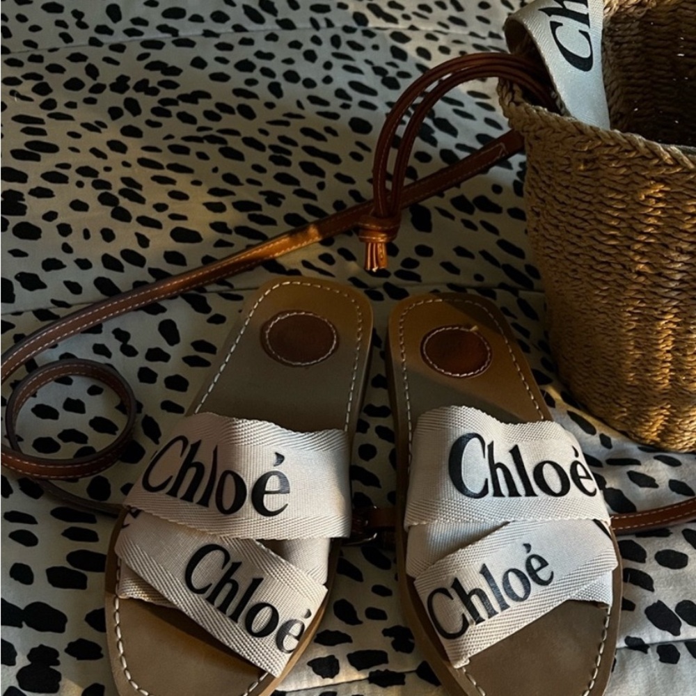 Chloe Cream and Tan Sandals